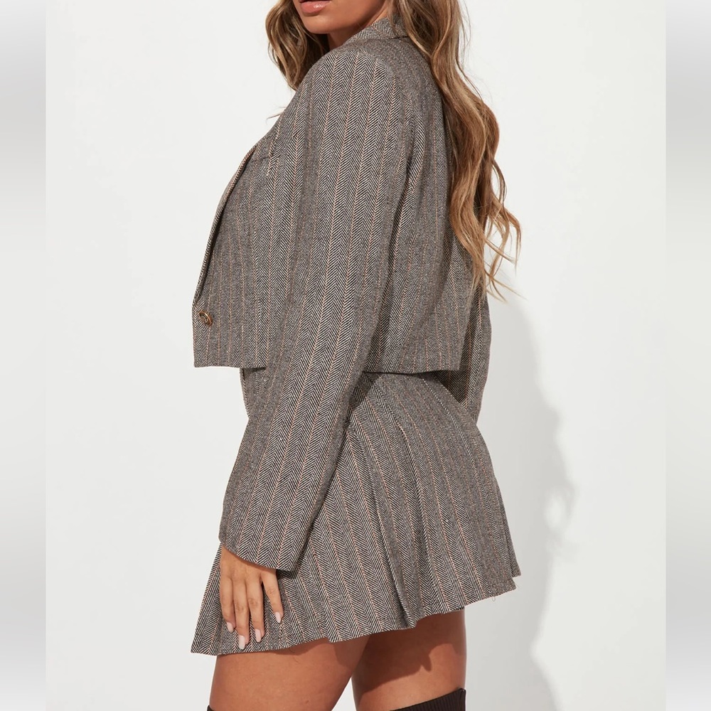 Tweed 3 Piece Skirt Set - Brown/combo - Picture 4 of 4